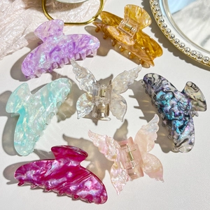 Iridescent Marble Hair Claw Clips Acrylic Butterfly Square Hair Clips For Women Elegant Hair Accessories For Daily Party