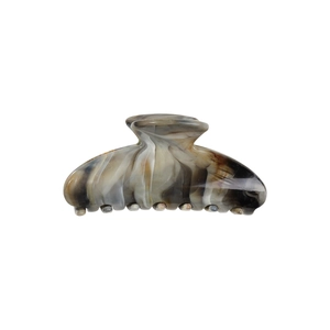 Large marble pattern claw clip for women in elegant grey and beige acetate finish