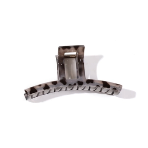 Large leopard print hair claw clip in translucent taupe resin for thick hair styling