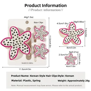 Detailed size specifications for dragon fruit pattern hair claw clips with measurements