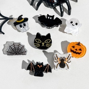 Halloween Mini Acrylic Hair Claw Clips Cute Pumpkin Ghost Bat Spider Cat Hair Accessories For Party Women Girls