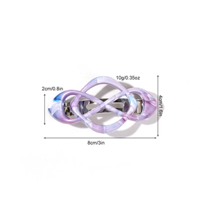 Pink marble texture infinity knot hair clip with spring fastener on white background