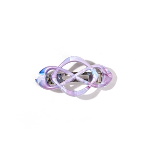 Elegant marble pattern spring hair clip with purple and blue weave knot design