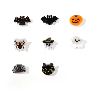 Halloween acrylic hair claw set with mini ghost pumpkin bat spider and cat designs