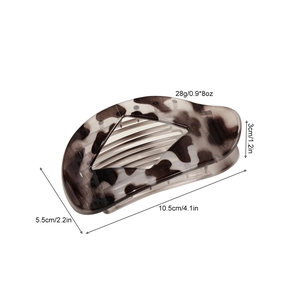 Flat leopard print claw clip in dark grey marble pattern, 10.5cm length hair accessory