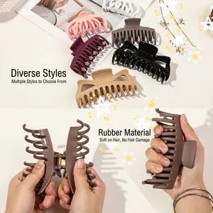 Matte 14cm large silicone shark hair claw clips in various colors with flexible grip