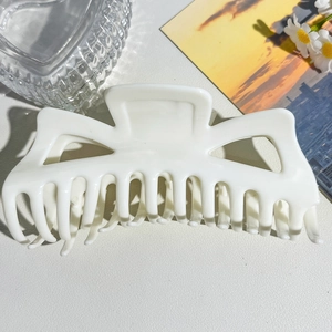 Close-up of a large white matte hair claw clip with a strong grip for thick hair