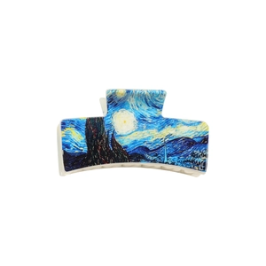 Minimalist Van Gogh Starry Night hair claw clip in high-quality acetate for women