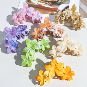 Pince à Cheveux Frangipanier Motif Marbre Fait à la Main Épingle à Cheveux Fleur pour Femme Vacances à la Plage Bord de Mer