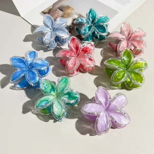 Molla Per Capelli A Fiore Di Frangipane Per Donna Stile Vacanza Texture Marmo Bordo Glitterato Fermaglio Per Capelli In Resina PS Accessori Per Capelli