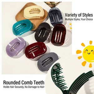 Huit couleurs de pinces à cheveux ovales plates avec prise forte et dents arrondies