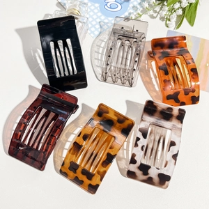 Grandes Pinces à Cheveux Coréennes Élégantes Rectangulaires Losanges Motif Écaille de Tortue Léopard pour Femmes et Filles