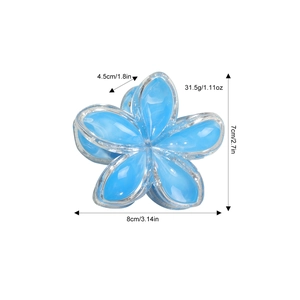 Pinza per capelli a forma di fiore blu sfumato con glitter argento per look estivo