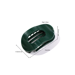 Pince à cheveux ovale vert foncé avec un design à forte adhérence pour cheveux