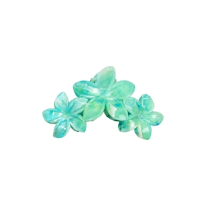 Pince à cheveux fleur de frangipanier en marbre vert lac avec trois fleurs
