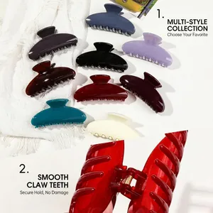 Sleek PC half-round shark hair claw clip in various colors with a strong metal spring