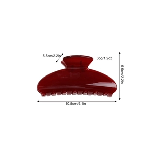 Elegant deep red 10.5cm PC shark hair claw clip with glossy finish and modern semi-circle design