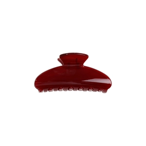 Elegant semi-circular burgundy acrylic hair claw clip with high gloss finish on white background