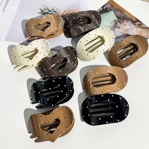 Vintage Polka Dot PC Hair Claw Clip For Women Glossy Oval Heart Shark Clip Retro Large Hair Accessories Fashion Hairpin