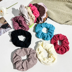French Elegant Solid Color Cotton Scrunchies Elastic Hair Tie Ponytail Holder For Women Daily Fashion Accessories