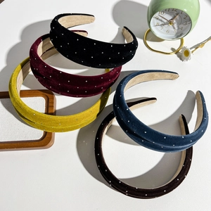 Luxury Suede Rhinestone Padded Headband Autumn Winter High Top Hair Hoop Thickened Fashion Non-Slip Hair Accessories For Women