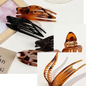Leopard print and amber marble hair clips with strong spring and rounded teeth