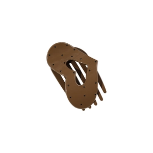 Polished brown heart hair claw clip with black polka dots and durable metal spring