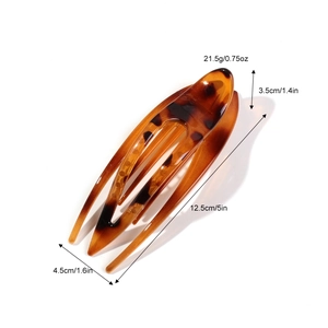 Leopard pattern hair claw clip with shell texture for elegant women hairstyle fixing