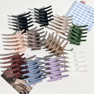 Matte Glossy PC Polycarbonate Hair Claw Clips Cross Teeth Solid Color Large Hair Clips For Women Daily Hair Styling Tool