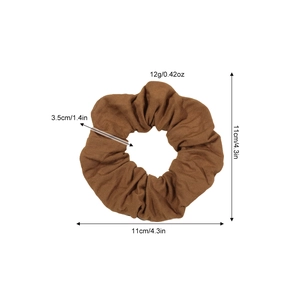Brown elastic scrunchie for women with size details 11cm diameter and 3.5cm width