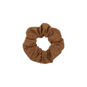 French style solid dark brown knitted scrunchie for women with ribbed fabric texture