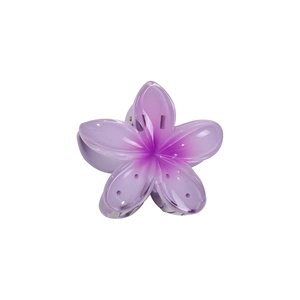 Gradient purple plumeria flower hair claw clip with a matte finish for beach vacations