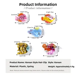 Spécifications de taille pour les jolies pinces à cheveux poisson coloré et mini griffes