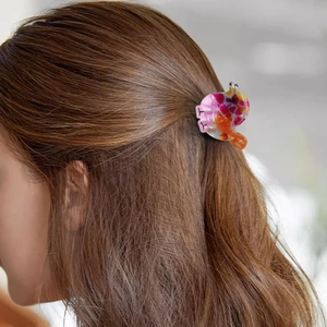 Pince à cheveux mignonne en forme de baleine avec motif floral coloré pour coiffure