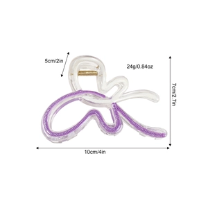 Pince à cheveux papillon dégradé avec dimensions et poids sur fond blanc neutre