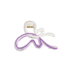 Pince à cheveux papillon en corde tressée violette avec ressort doré pour les femmes