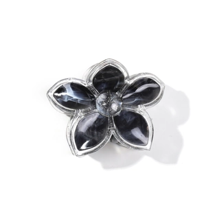 Elegant marble flow pattern flower hair claw with transparent edges and glitter center