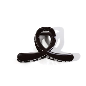 Elegant glossy black twist shark hair claw clip for women with a minimalist french design