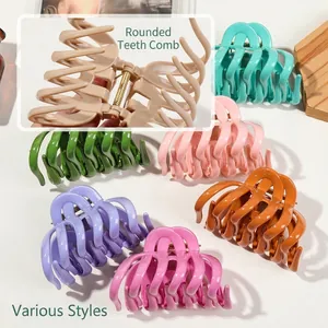 Large matte silicone pumpkin claw clips in multiple vibrant colors for thick hair