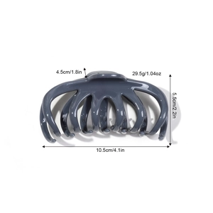 Pinza per capelli grigio scuro a forma di zucca per capelli folti, grande 10,5 cm