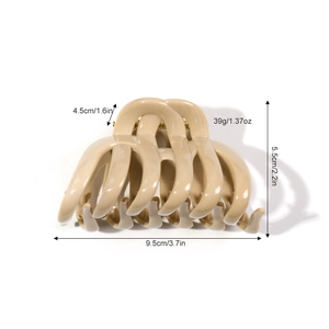 Large soft silicone pumpkin hair claw clip in beige, 3.7-inch size for thick hair