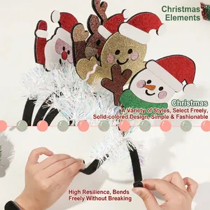Durable 2025 Christmas headband set with Santa Claus, elk, gingerbread man and snowman