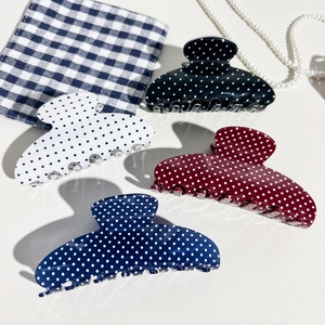 Vintage Polka Dot Hair Claw Clip For Women Classic Pattern Hairpin Elegant Plastic Accessory Daily Hair Styling Shark Grip Fashion Headwear