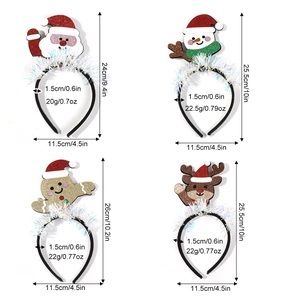 Christmas headband set with Santa, Snowman and Reindeer for holiday party decorations