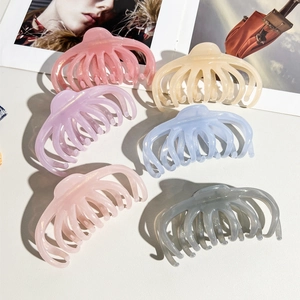 Pince à Cheveux Élégante Grande Taille pour Femmes Mode Brillante Mâchoire de Poulpe Peinture UV PC Accessoires de Coiffure