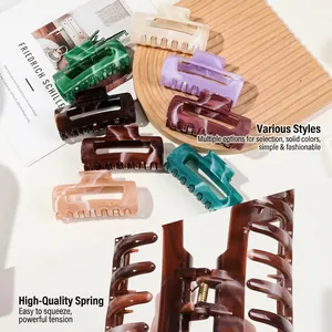 Rectangle marble texture hair claw clips set in various colors with strong metal spring