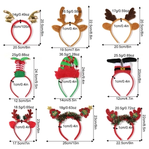 Variety set of Christmas headbands featuring sequined antlers and holiday trees for festive decor