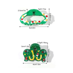 Cute Christmas hair claws set with Santa hat and wavy patterns for holiday hairstyles