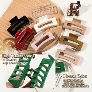 Minimalist 8.5cm square hair claw clips in various colors with strong metal spring