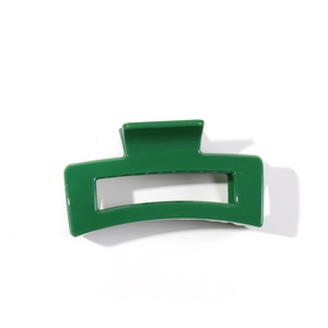 Minimalist 8.5cm rectangular hollow bright green shark hair claw clip in glossy resin finish